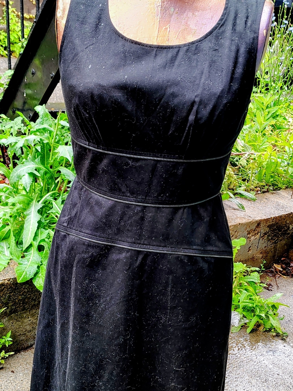 Calvin Klein Black Sleeveless Midi Dress with Zipper Trim. Fits a Size 8.